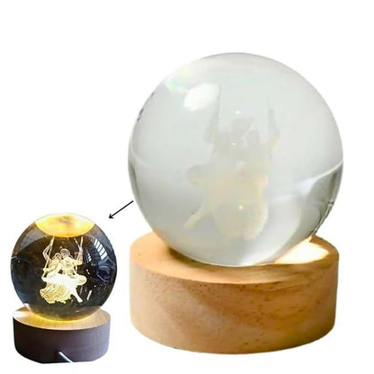 3D Engraved Crystal Ball LED Night Lamp with Romantic Couple on Swing – Warm Light Decorative Showpiece on Wooden Base – Unique Valentine’s, Anniversary, or Wedding Gift for Bedroom, Living Room & Home Décorn Base